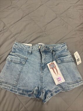 Vanilla Star Light Blue Cargo Denim Shorts